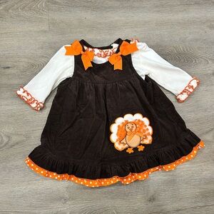 Rare Editions Brown and Orange Turkey Dress